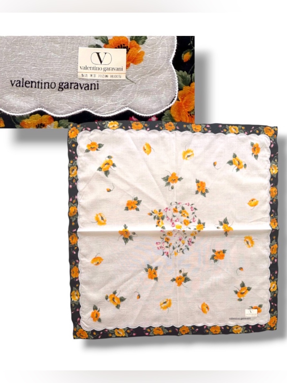 Valentino Garavani jacquard woven damask scarf floral bandanna bag accessory